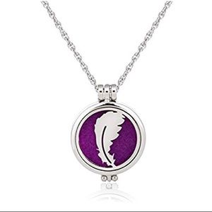 SILVERtone Aromatherapy Necklace - Feather Design